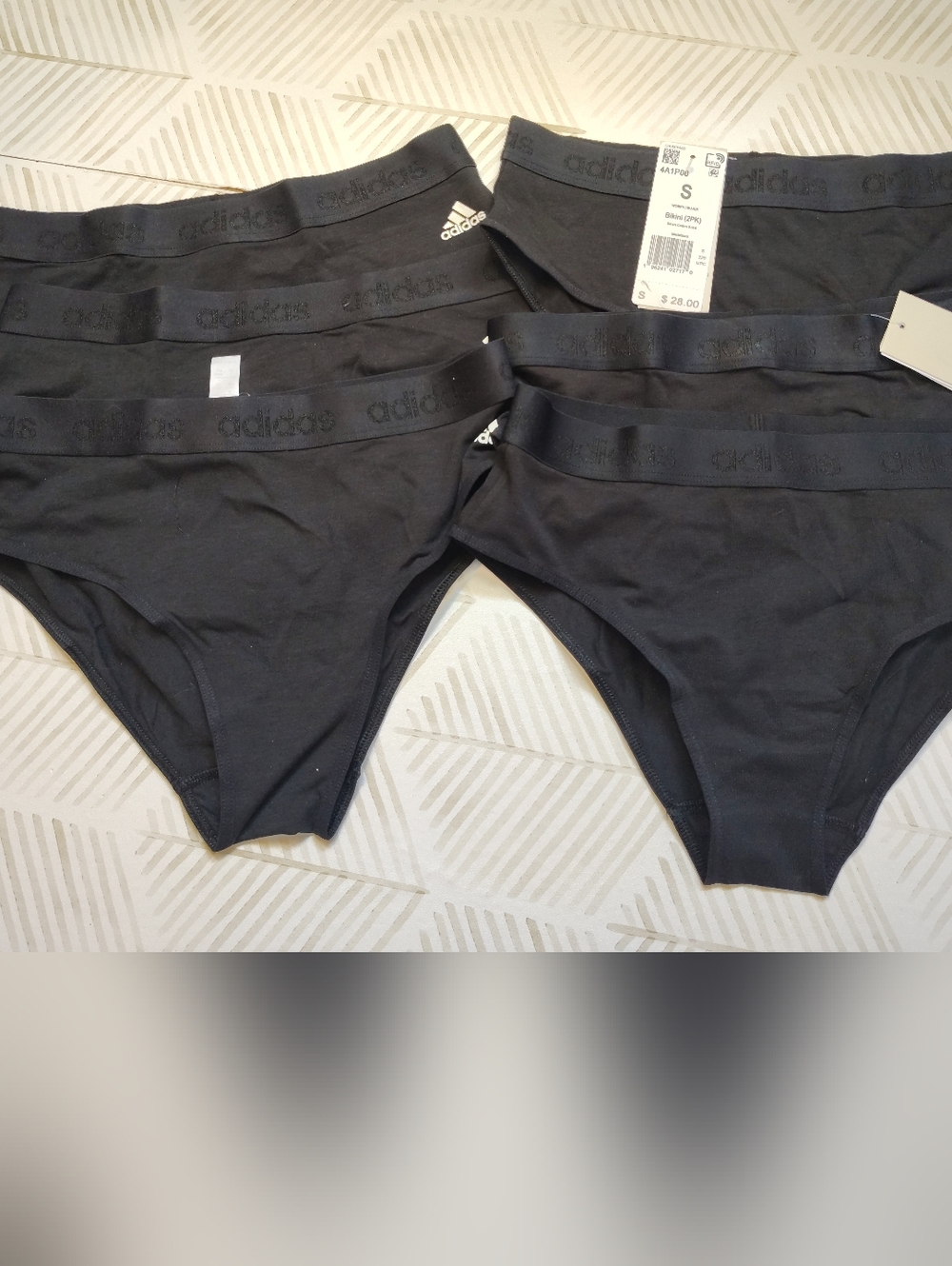 Nwt Adidas Black Cotton Bikini Briefs - 6 Pack